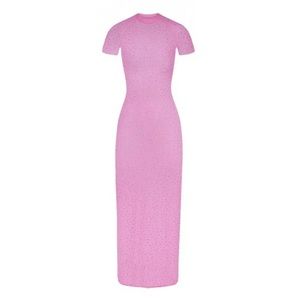 NWT RARE SKIMS Rhinestone Mesh Swim Cover Up Long Dress in Taffy | Size XXS